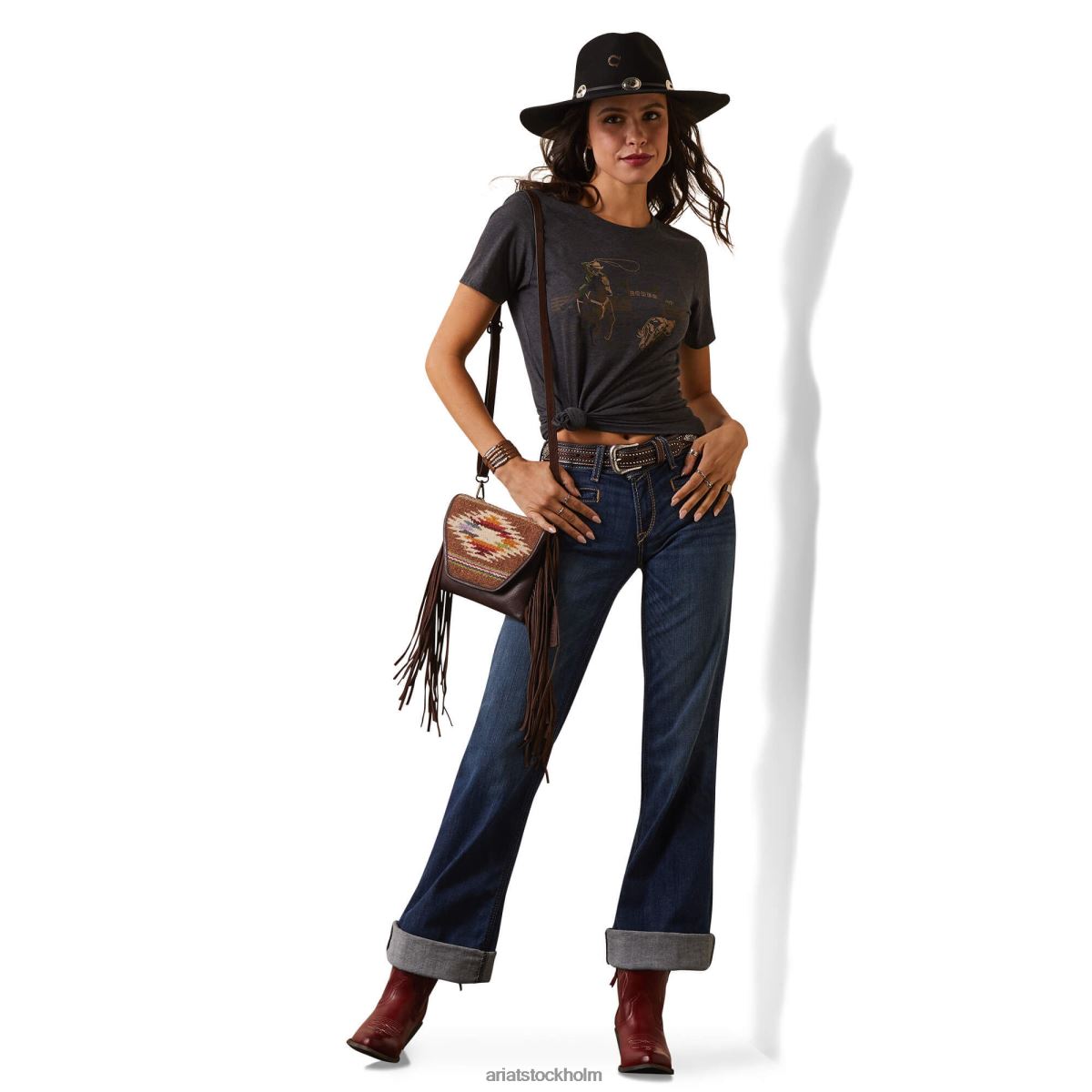 blast Ariat rodeo stitches t-shirt kolljung kvinnor F04842789