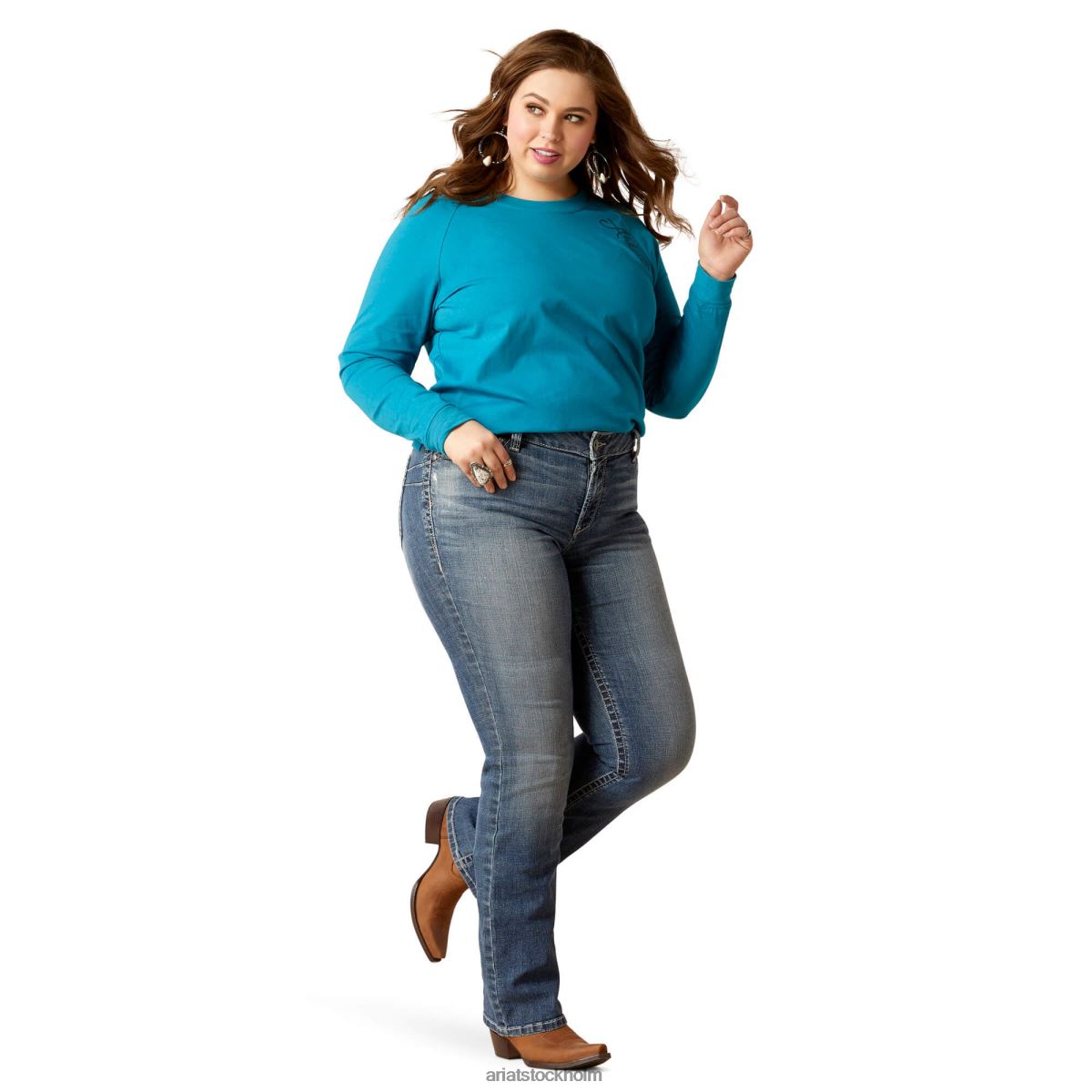 blast Ariat ropey sköld tee mosaik blå kvinnor F04842856