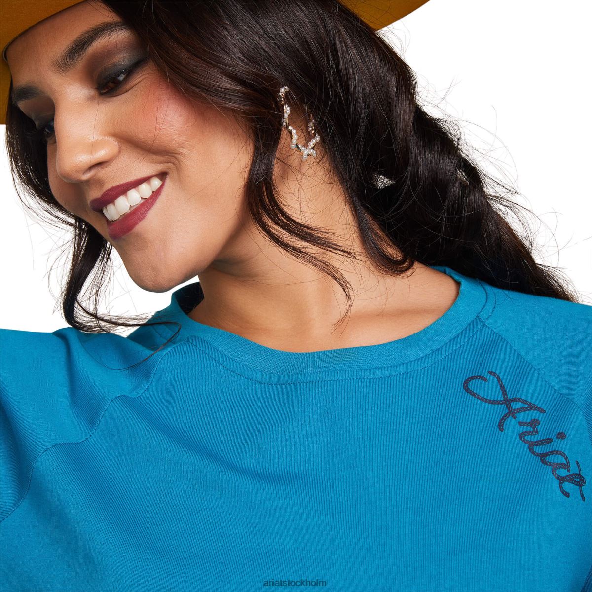 blast Ariat ropey sköld tee mosaik blå kvinnor F04842856