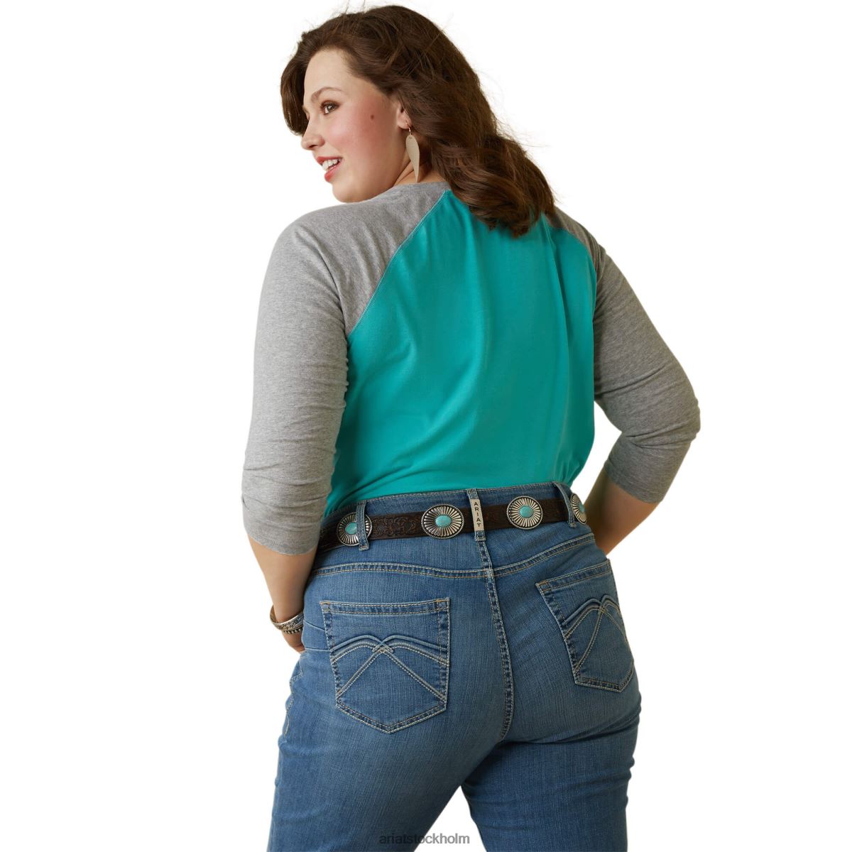 blast Ariat serape randig t-shirt poolblå/gråmelerad kvinnor F04842943