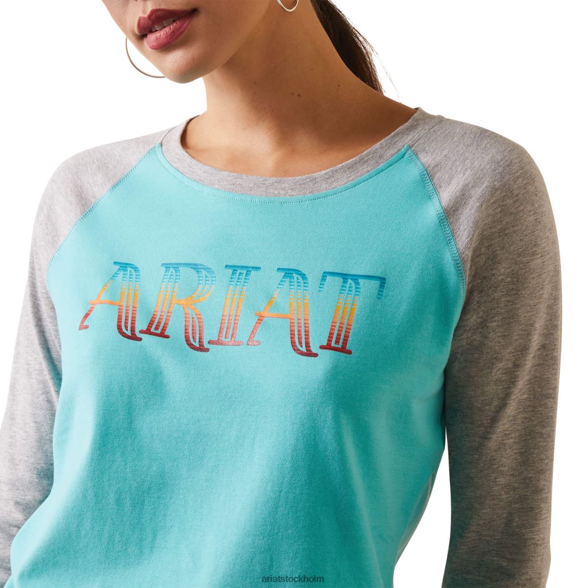 blast Ariat serape randig t-shirt poolblå/gråmelerad kvinnor F04842943