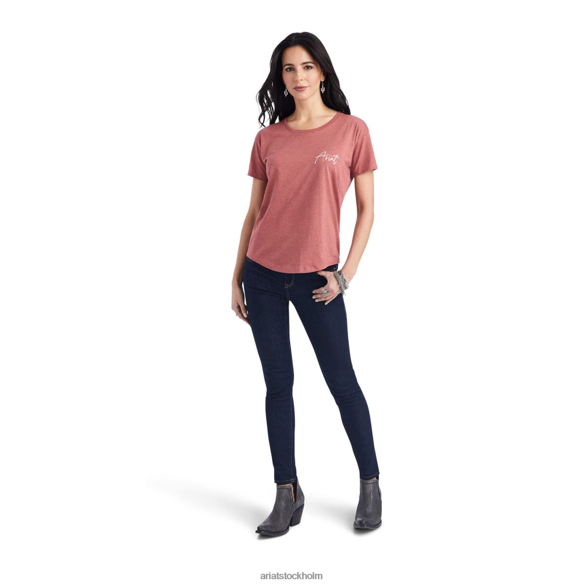 blast Ariat solnedgång lockup tee röd lerljung kvinnor F04842896