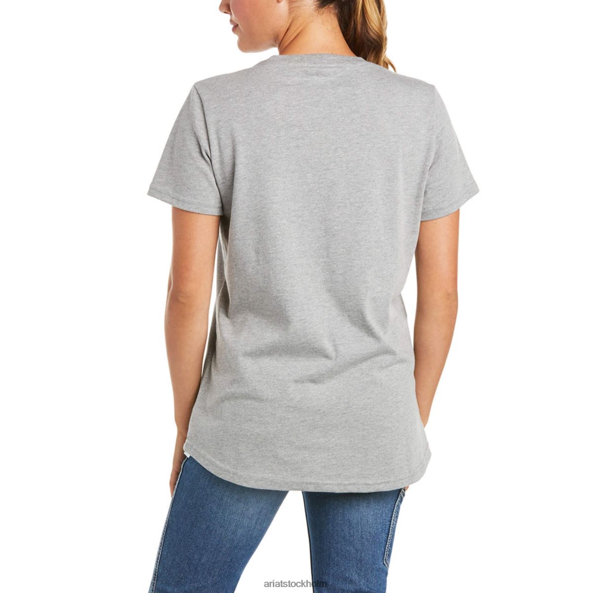 blast Ariat stark t-shirt i armeringsjärn i bomull 2 gråmelerad kvinnor F04843004