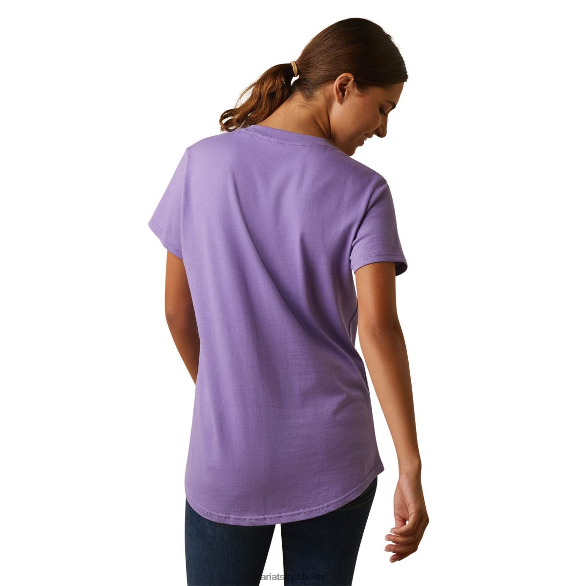 blast Ariat stark v-ringad topp i bomullsarmeringsjärn paisley lila kvinnor F04842877