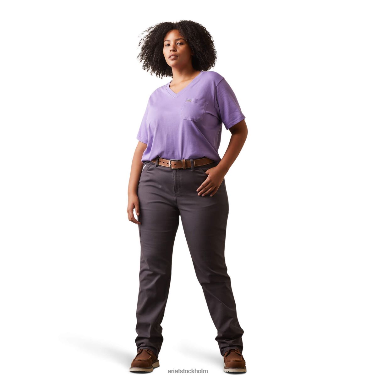 blast Ariat stark v-ringad topp i bomullsarmeringsjärn paisley lila kvinnor F04842877