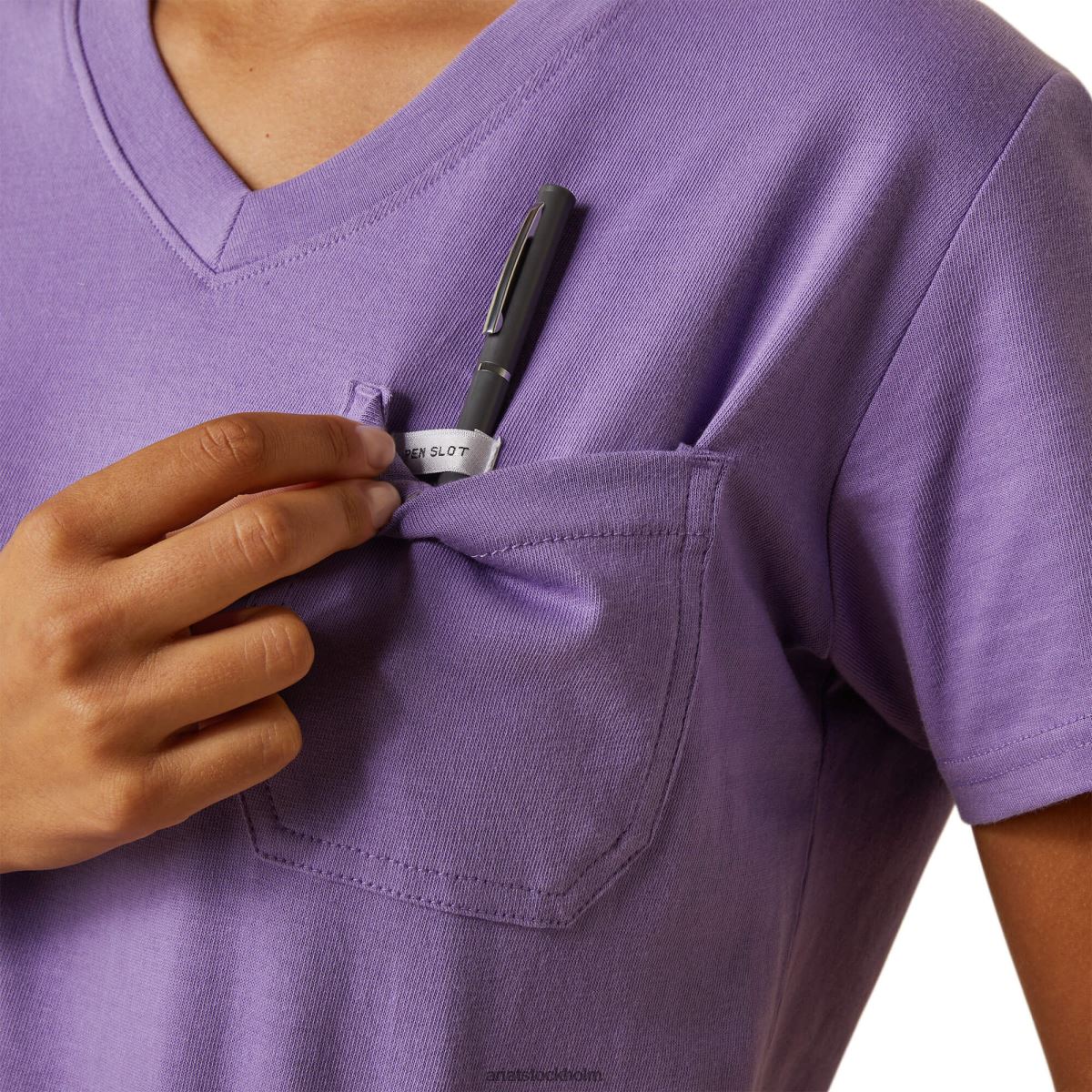 blast Ariat stark v-ringad topp i bomullsarmeringsjärn paisley lila kvinnor F04842877