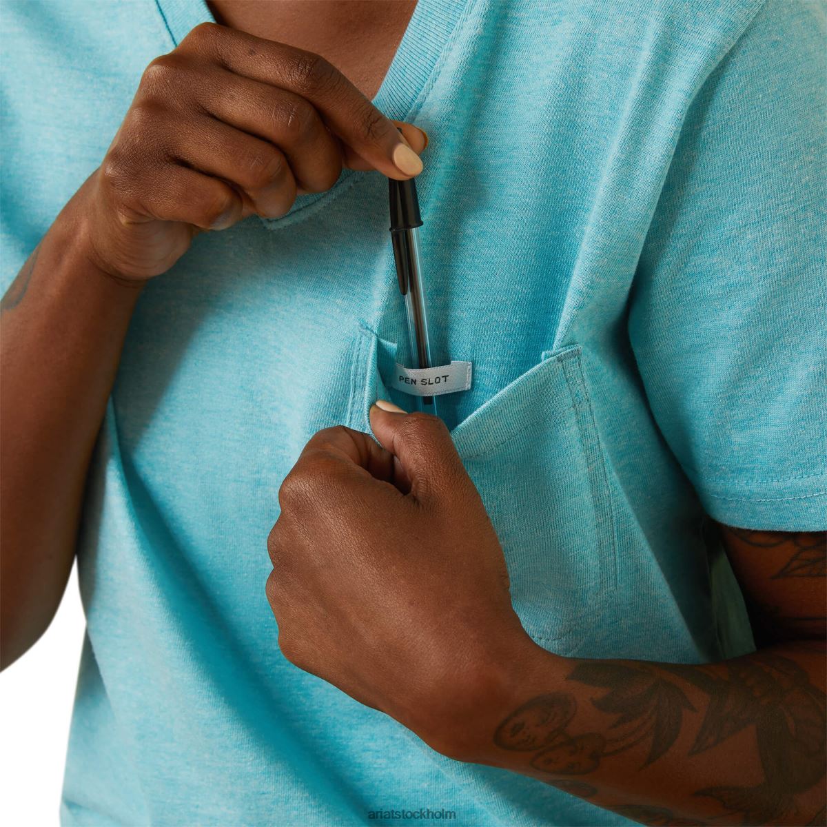 blast Ariat stark v-ringad topp i bomullsarmeringsjärn ungkarls knappljung kvinnor F04843044