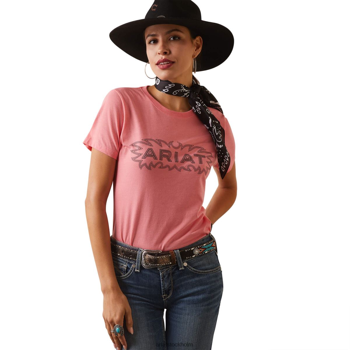 blast Ariat stitch t-shirt korallljung kvinnor F04842949