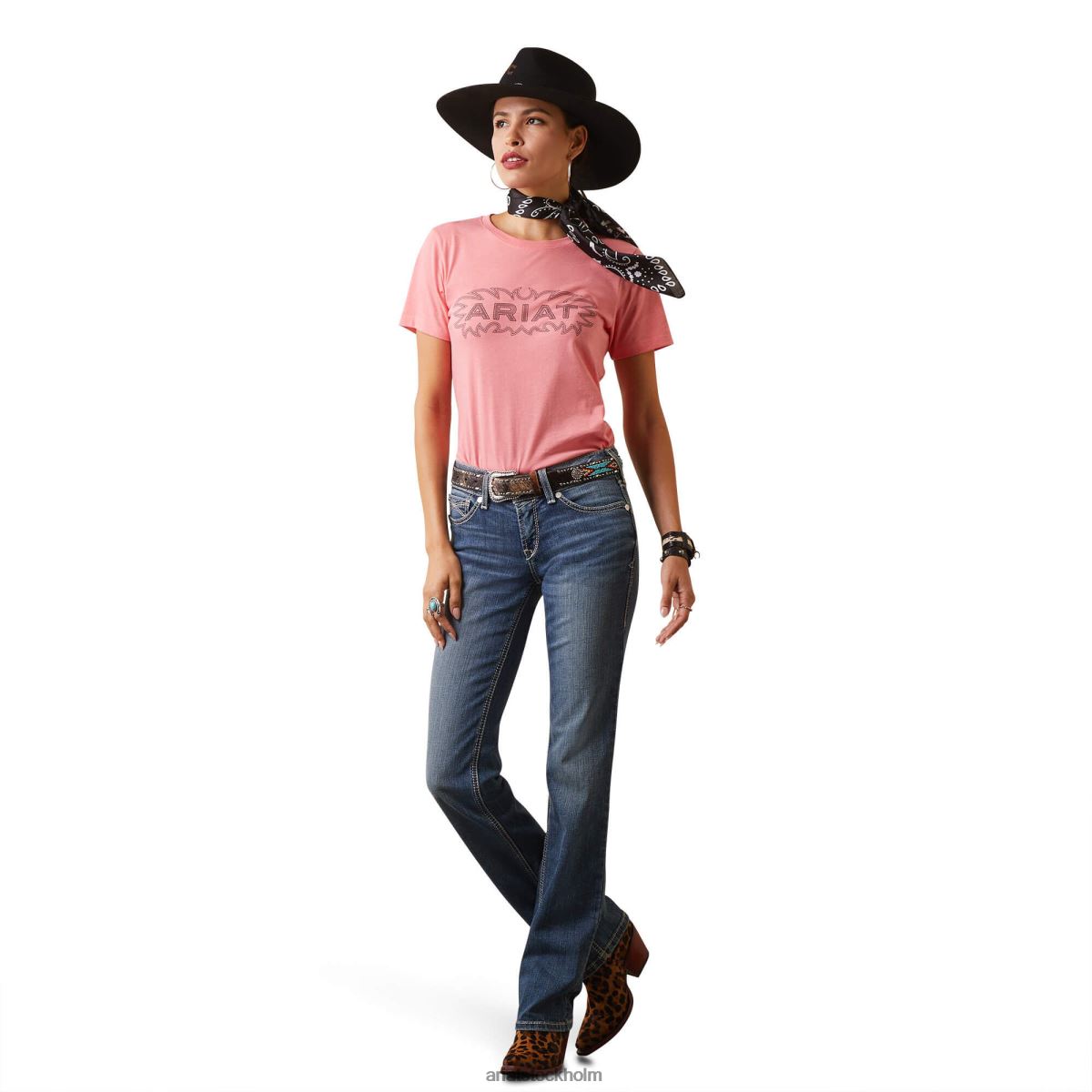 blast Ariat stitch t-shirt korallljung kvinnor F04842949