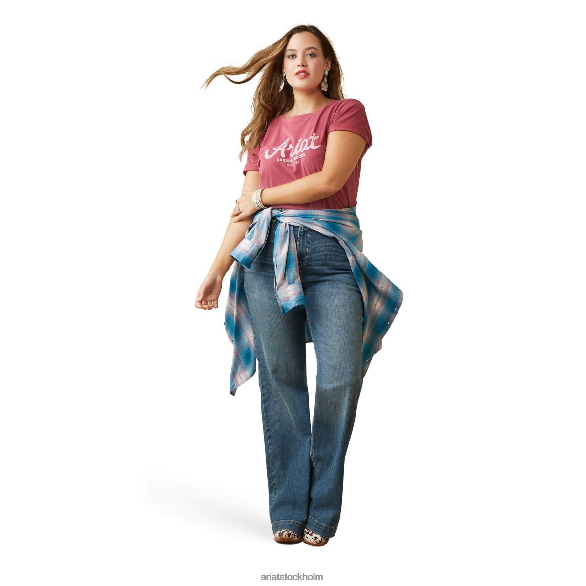 blast Ariat t-shirt för äkta hållbara varor jordröd kvinnor F04842893