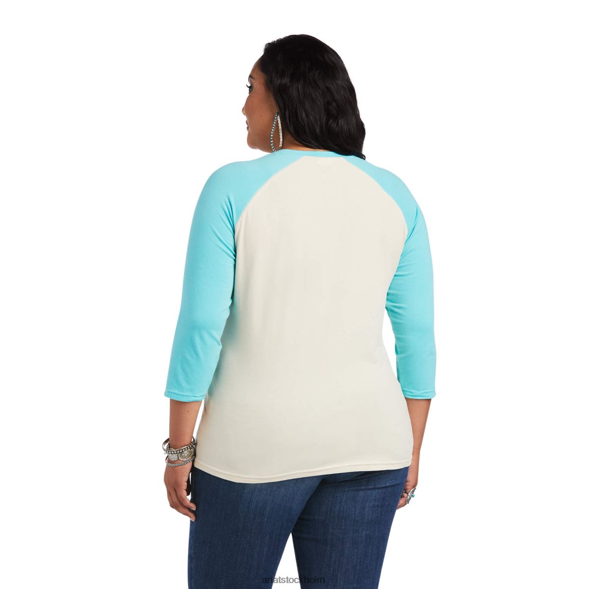 blast Ariat t-shirt med äkta skugga med logotyp vit svan/amazonit kvinnor F04842976