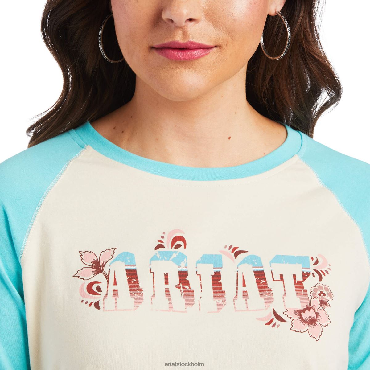 blast Ariat t-shirt med äkta skugga med logotyp vit svan/amazonit kvinnor F04842976