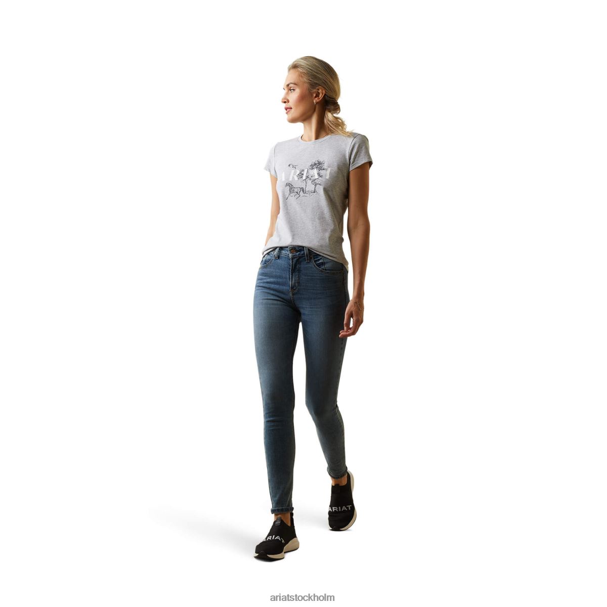 blast Ariat toile scen t-shirt gråmelerad kvinnor F04842965
