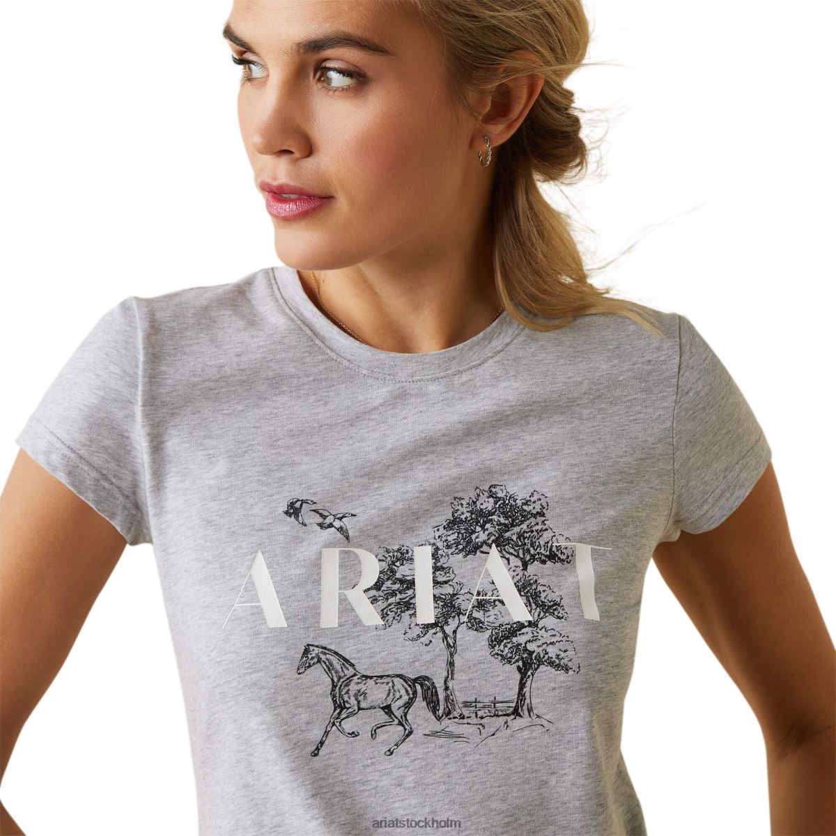 blast Ariat toile scen t-shirt gråmelerad kvinnor F04842965