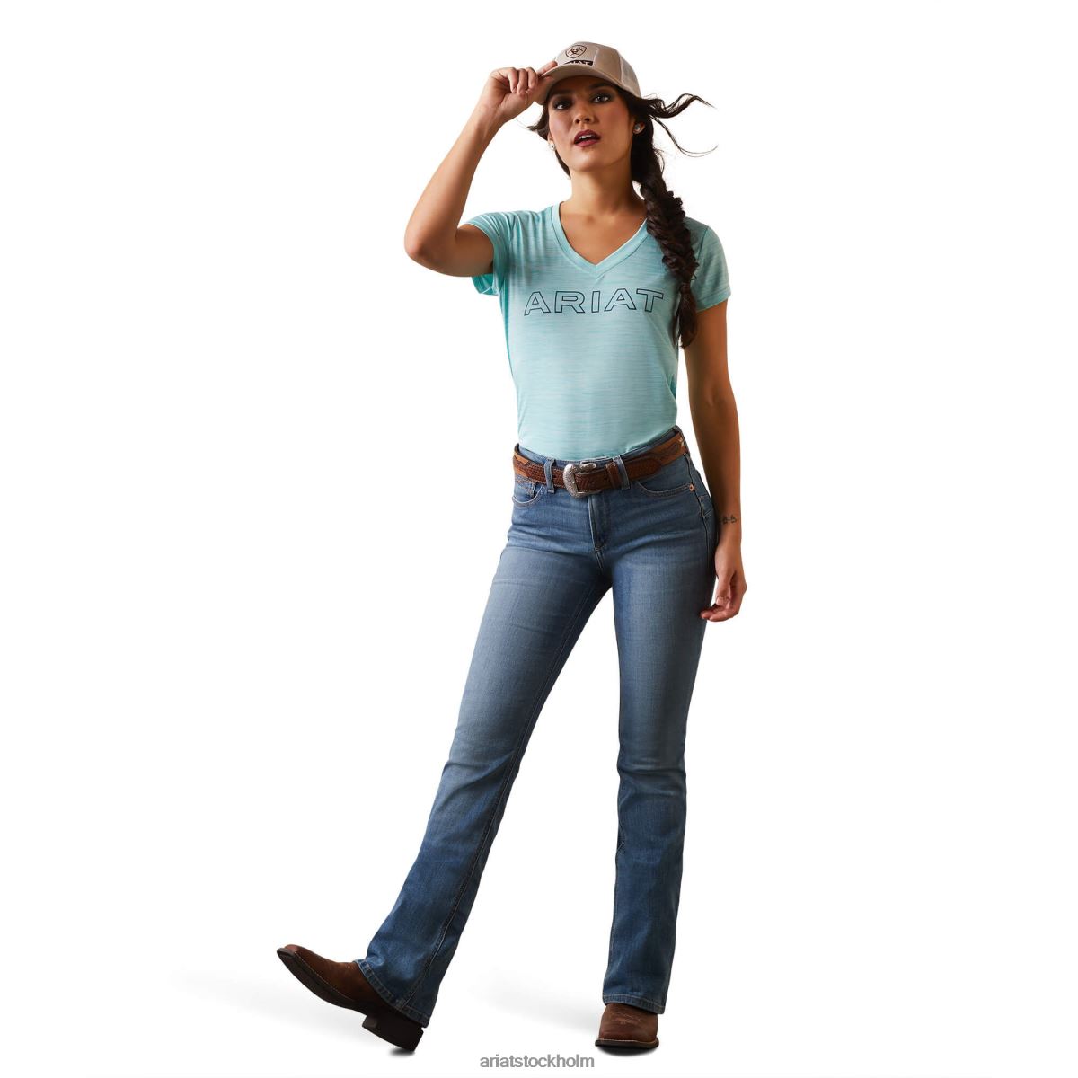 blast Ariat topp med laguna logotyp pool blå kvinnor F04842880