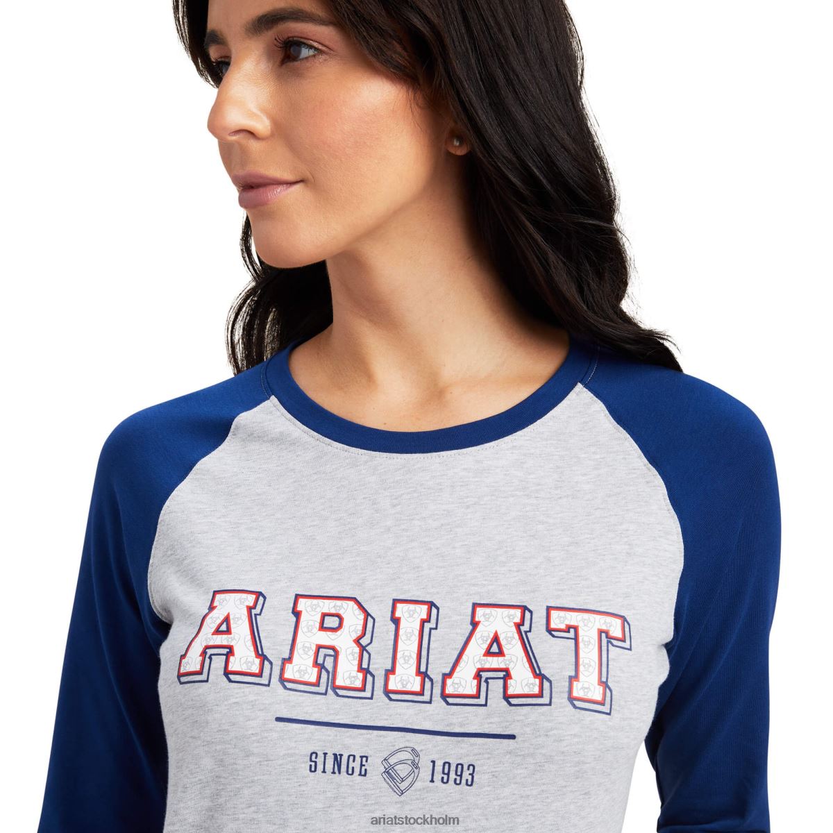 blast Ariat varsity t-shirt gods blå/gråmelerad kvinnor F04843056