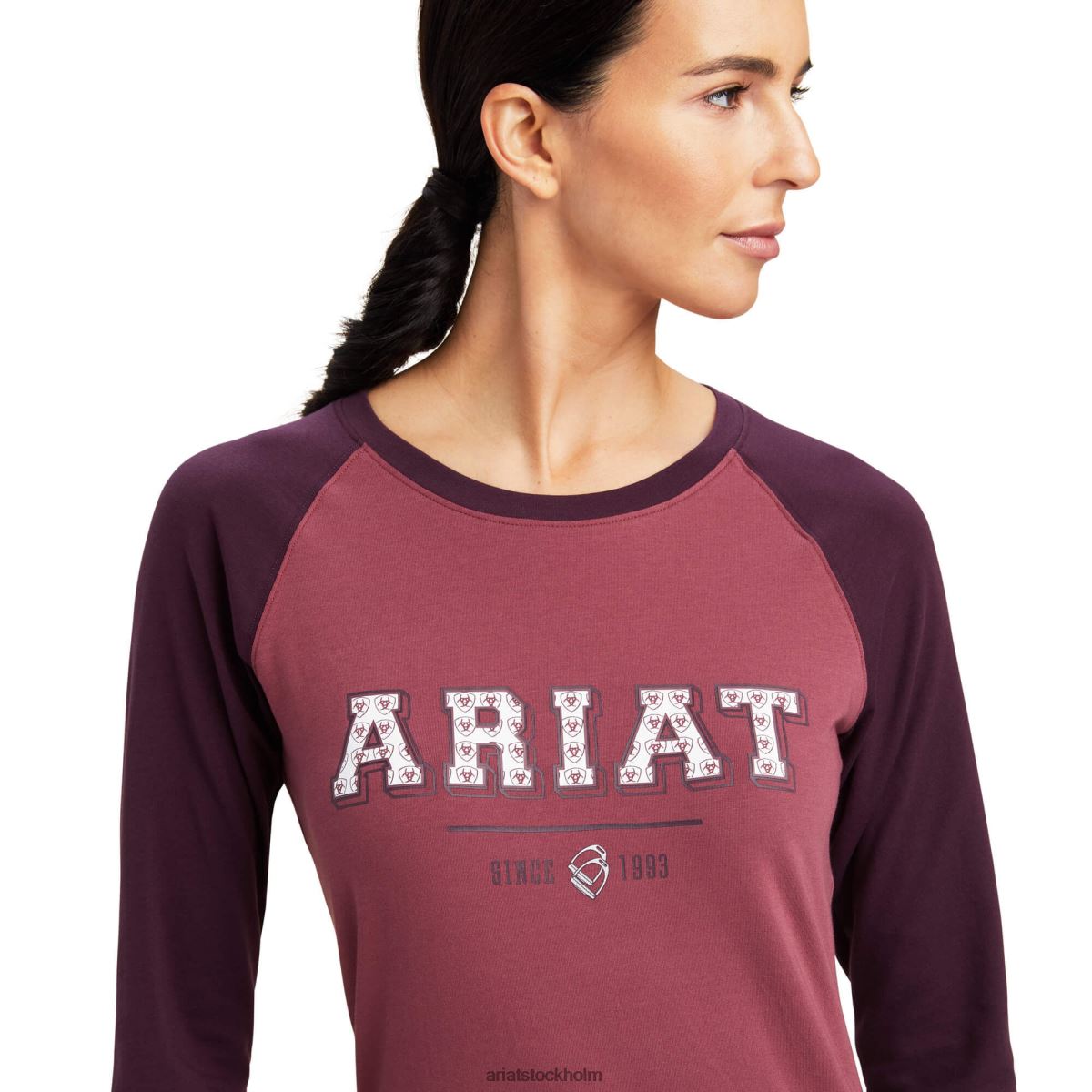 blast Ariat varsity t-shirt mullbär/nostalgi rosa kvinnor F04842903