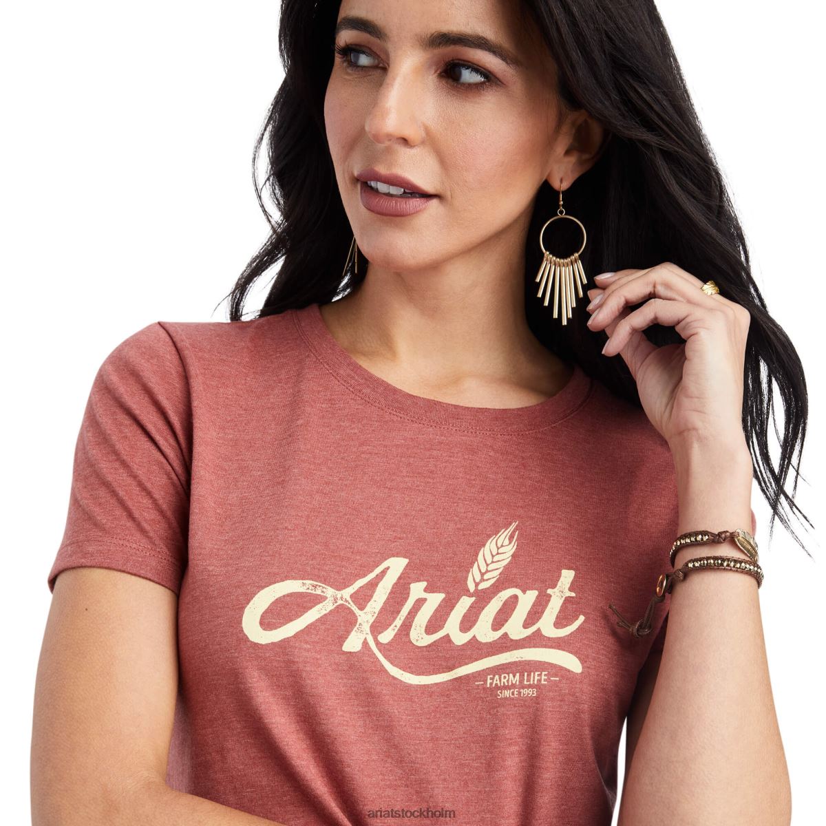 blast Ariat vete script tee röd lerljung kvinnor F04842847