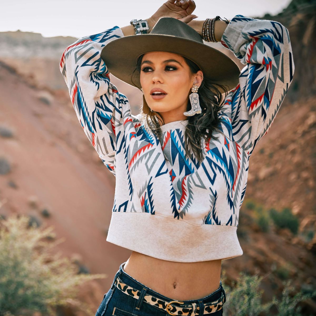 blast Ariat beskuren chimayo sweatshirt chimayo grande tryck kvinnor F04843342