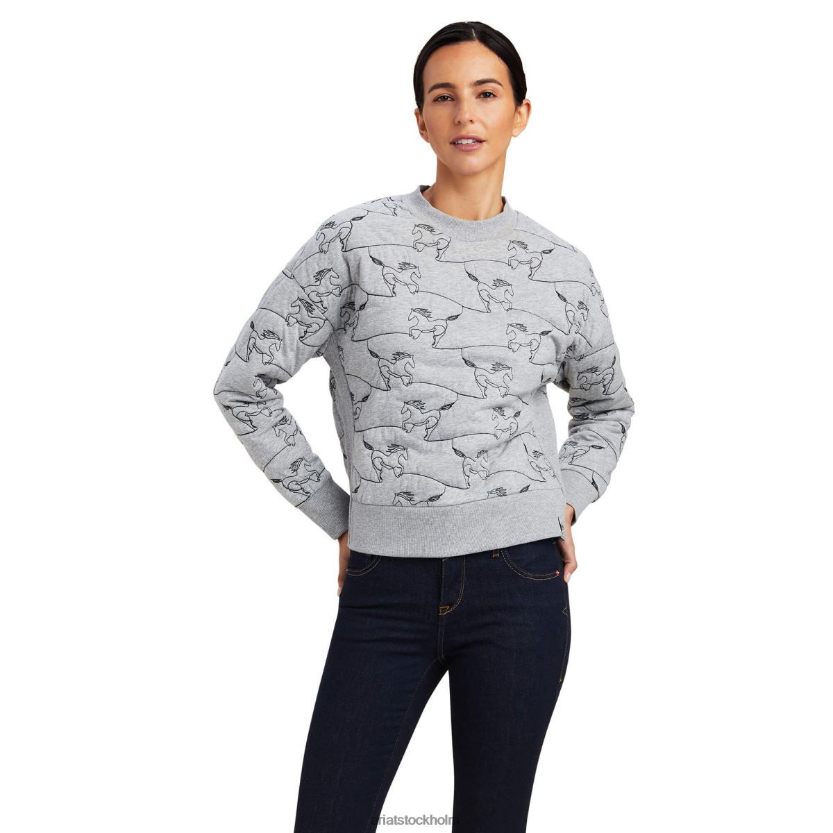 blast Ariat contour equine crew sweatshirt gråmelerad kvinnor F04843350