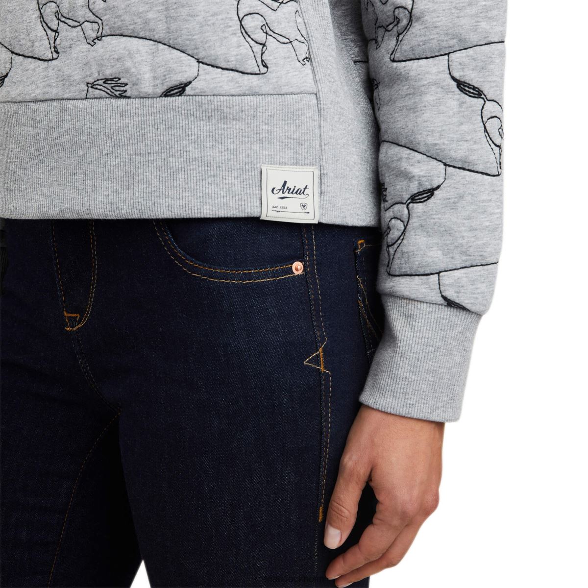 blast Ariat contour equine crew sweatshirt gråmelerad kvinnor F04843350