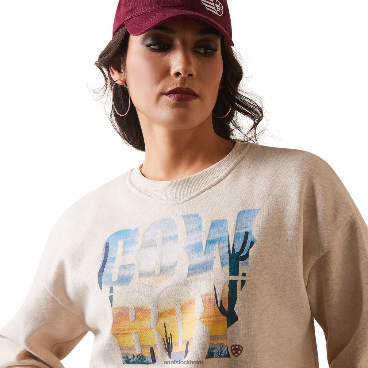 blast Ariat cowboy crew tröja havregrynsljung kvinnor F04843335