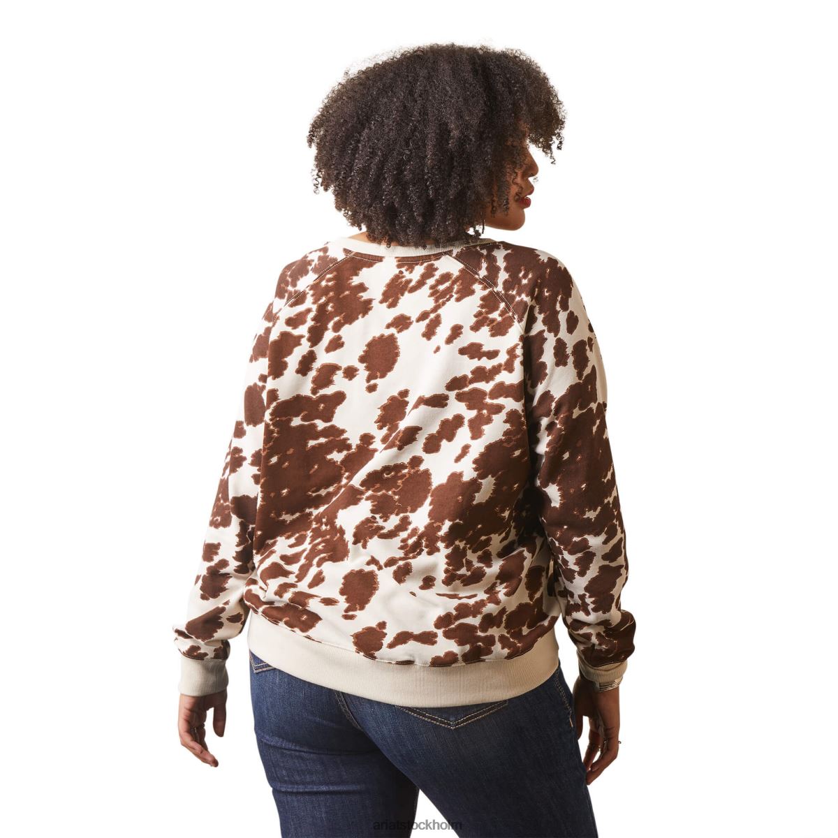 blast Ariat äkta hide crew sweatshirt mustang ponnytryck kvinnor F04843334