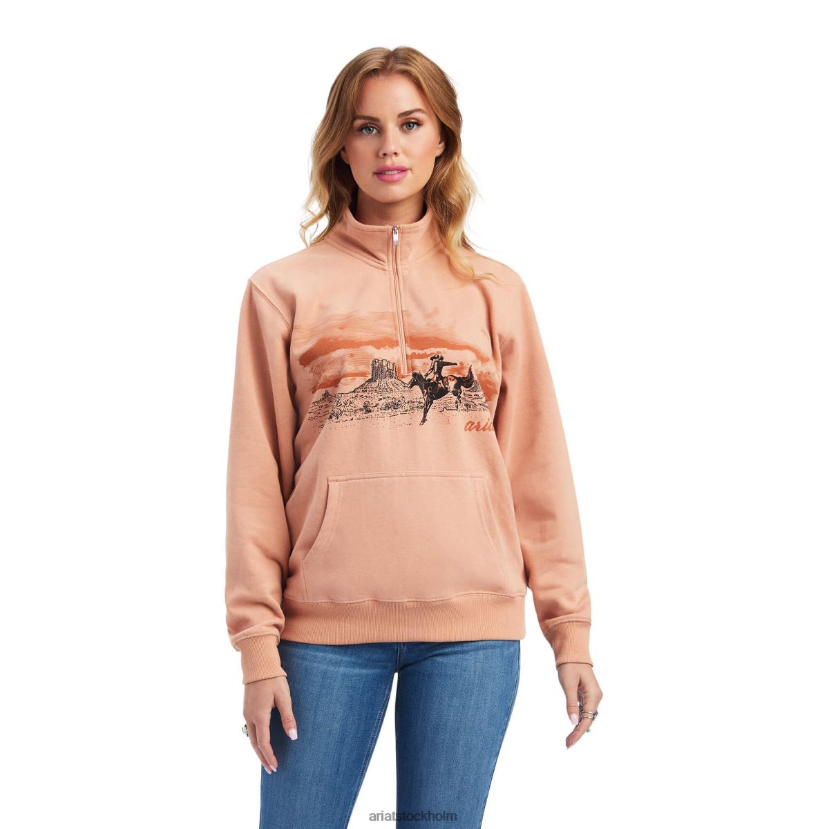 blast Ariat riktigt scenisk tröja med 1/2 dragkedja handflatan kvinnor F04843321