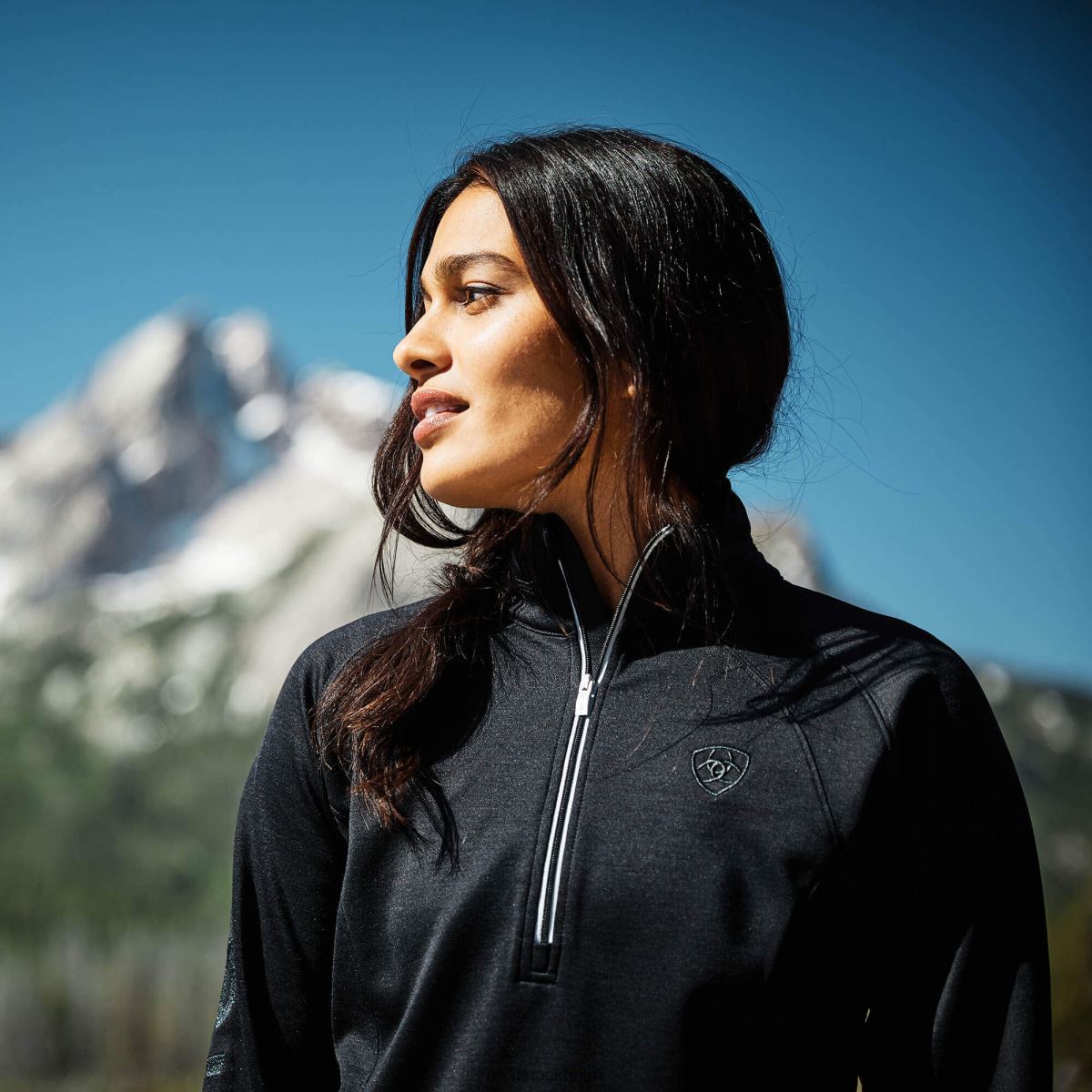 blast Ariat tek team tröja med 1/2 dragkedja svart kvinnor F04843447