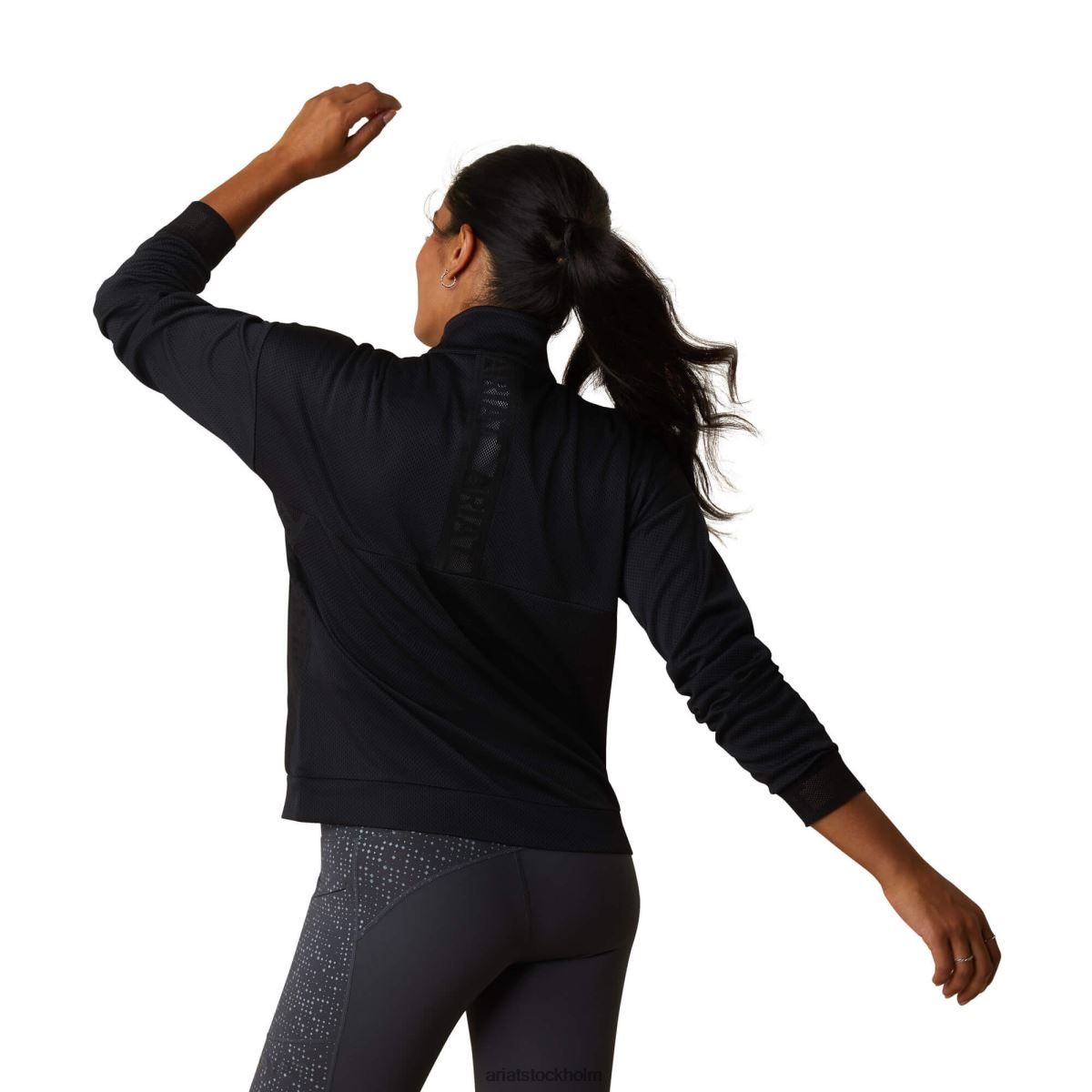 blast Ariat tröja med 1/2 dragkedja svart kvinnor F04843372