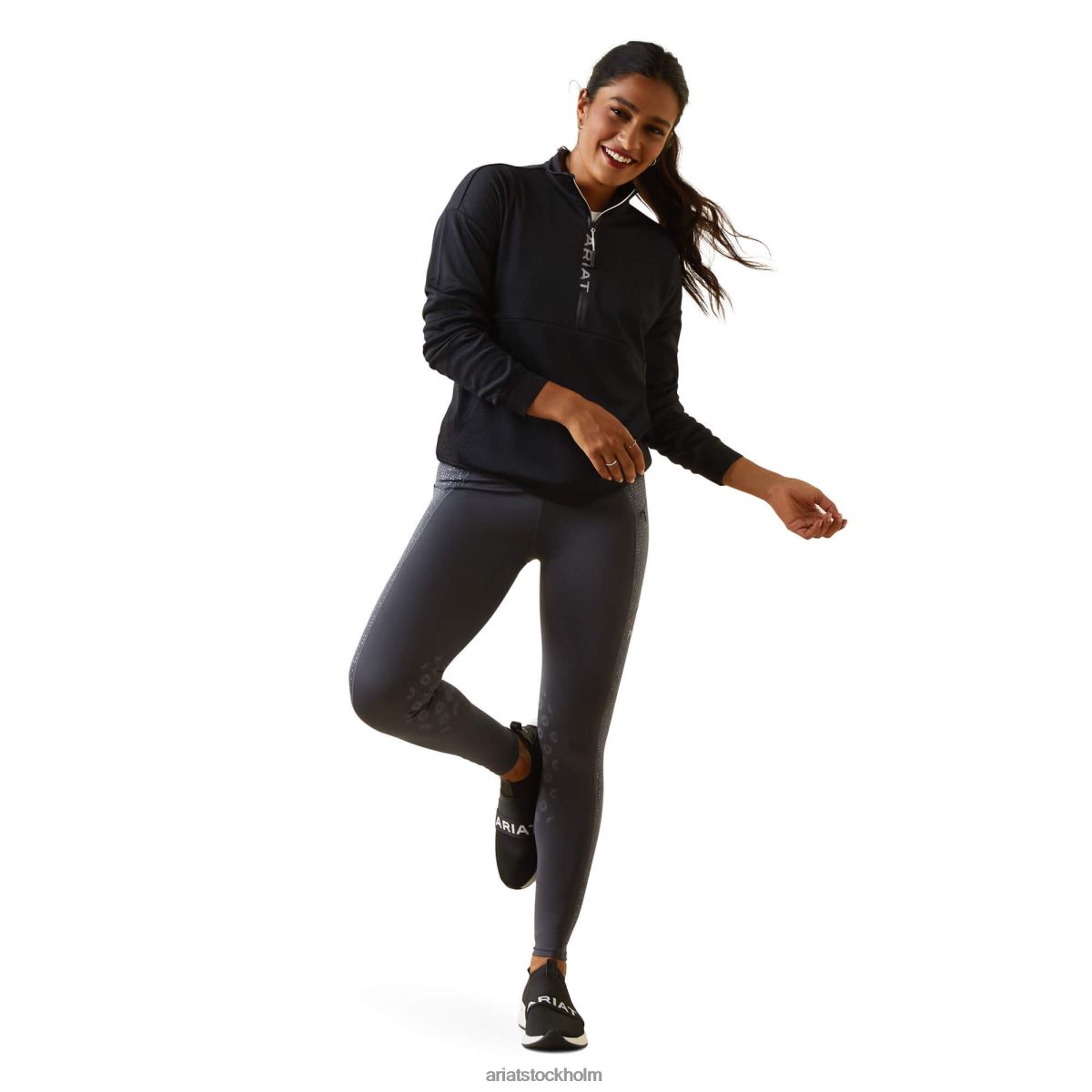 blast Ariat tröja med 1/2 dragkedja svart kvinnor F04843372