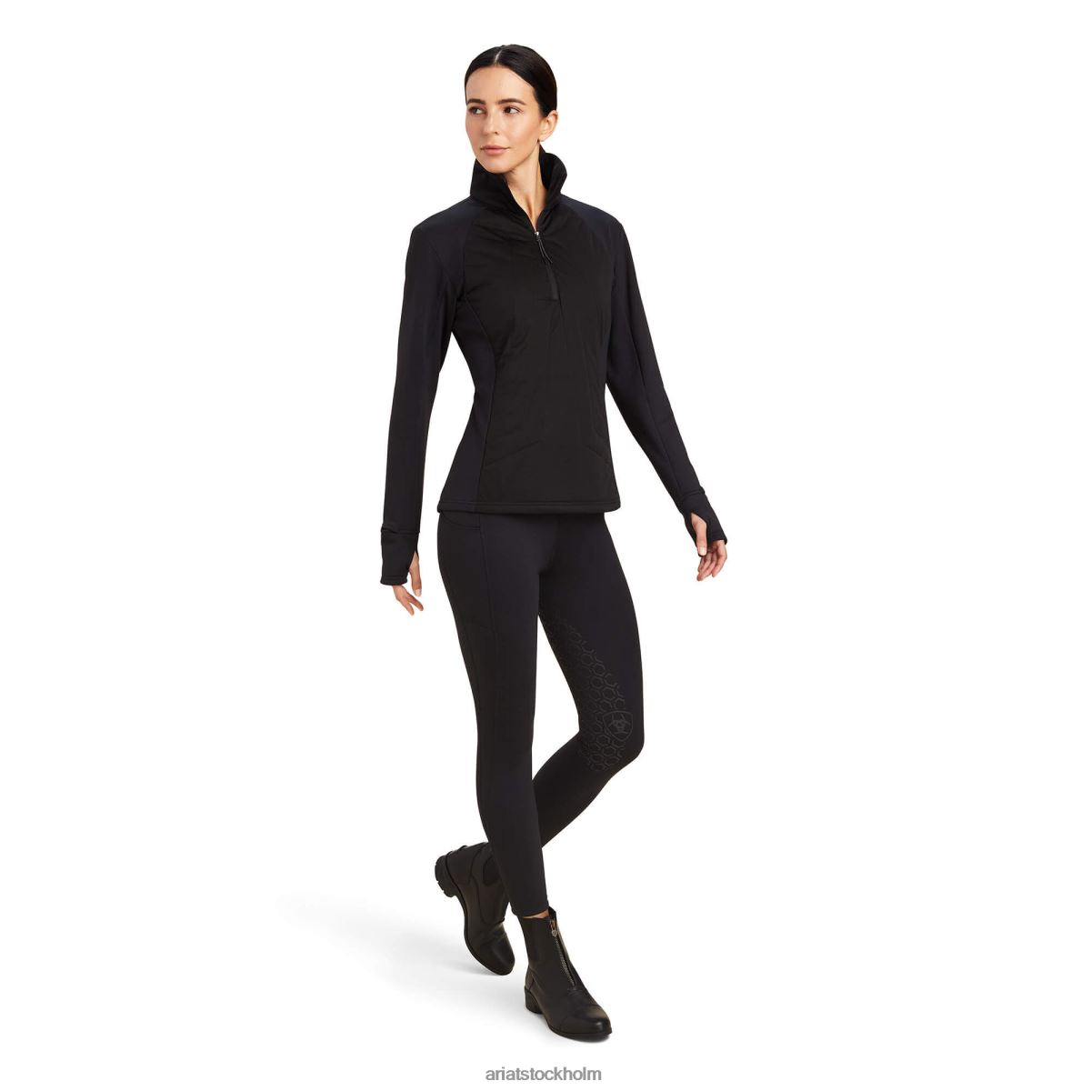 blast Ariat venture tröja med 1/2 dragkedja svart kvinnor F04843404
