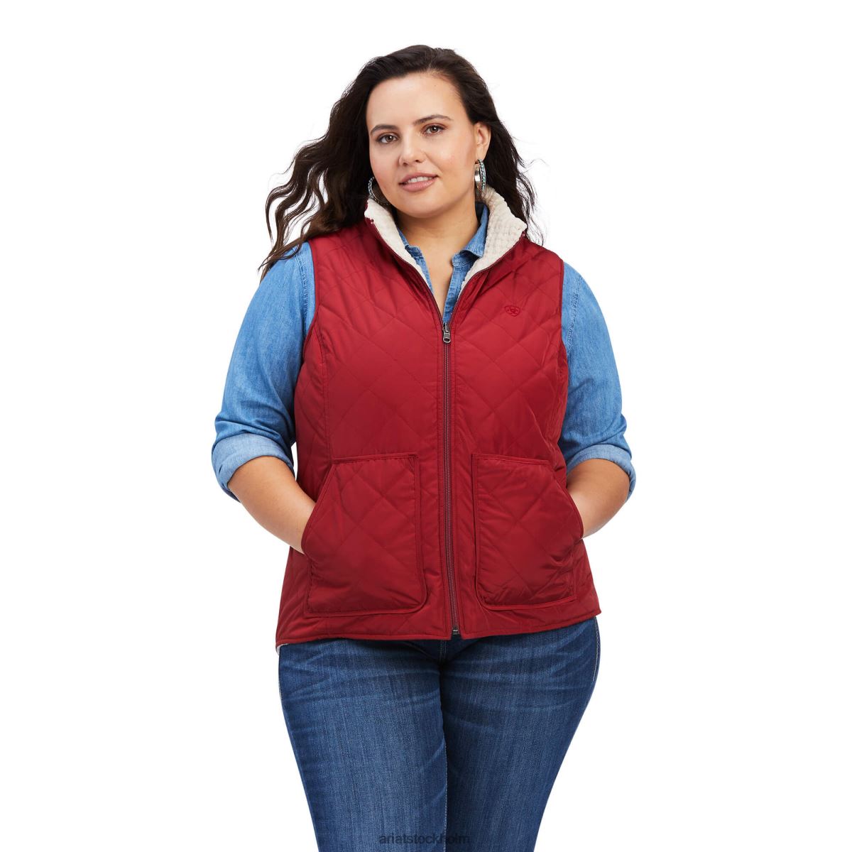 blast Ariat vändbar dilon vändbar isolerad väst röd röd kvinnor F04843570