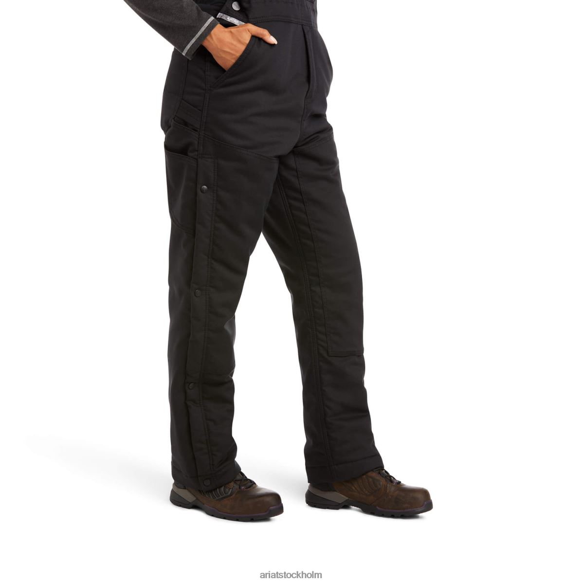 bottnar Ariat armeringsjärn duracanvas stretchisolerad haklapp svart kvinnor F04842708