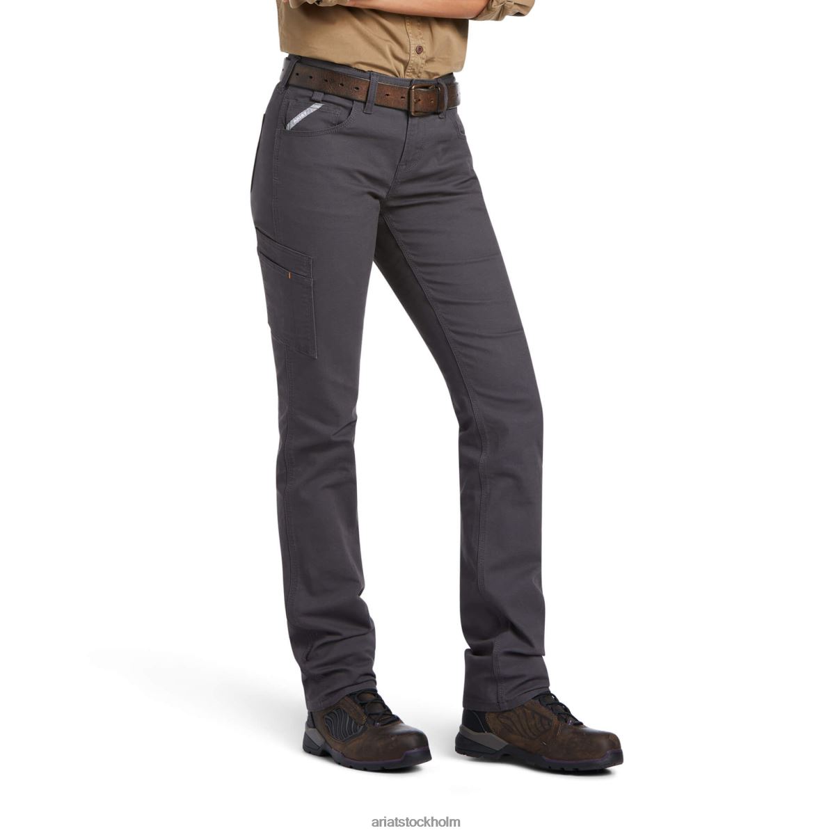 bottnar Ariat armeringsjärn durastretch gjort tuff raka ben byxa armeringsjärn grå kvinnor F04842683