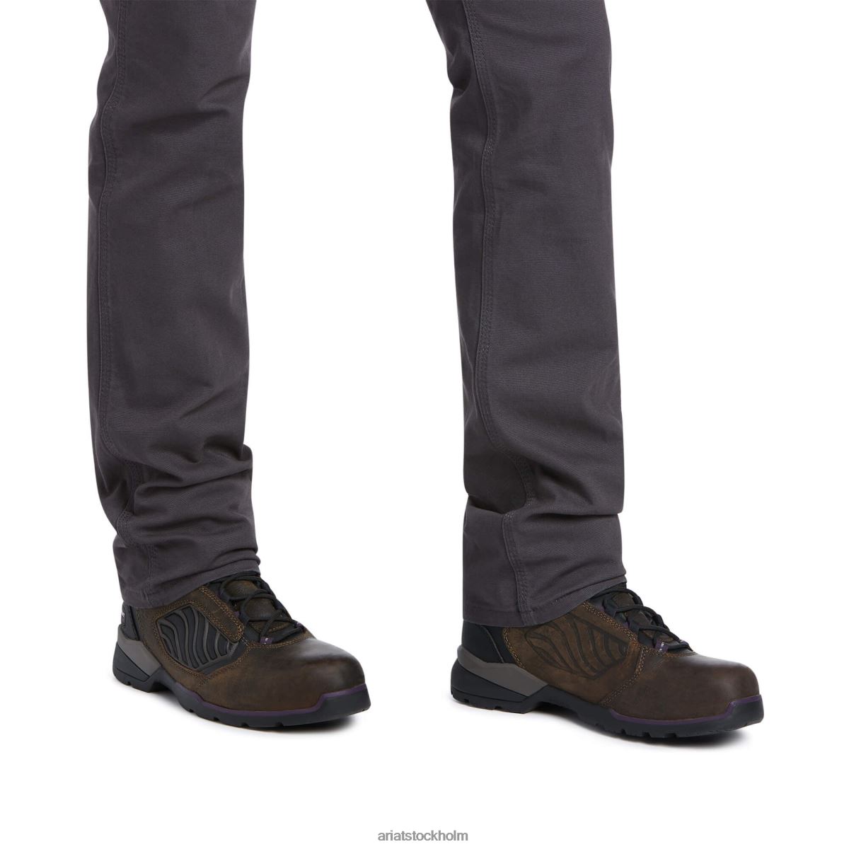 bottnar Ariat armeringsjärn durastretch gjort tuff raka ben byxa armeringsjärn grå kvinnor F04842683