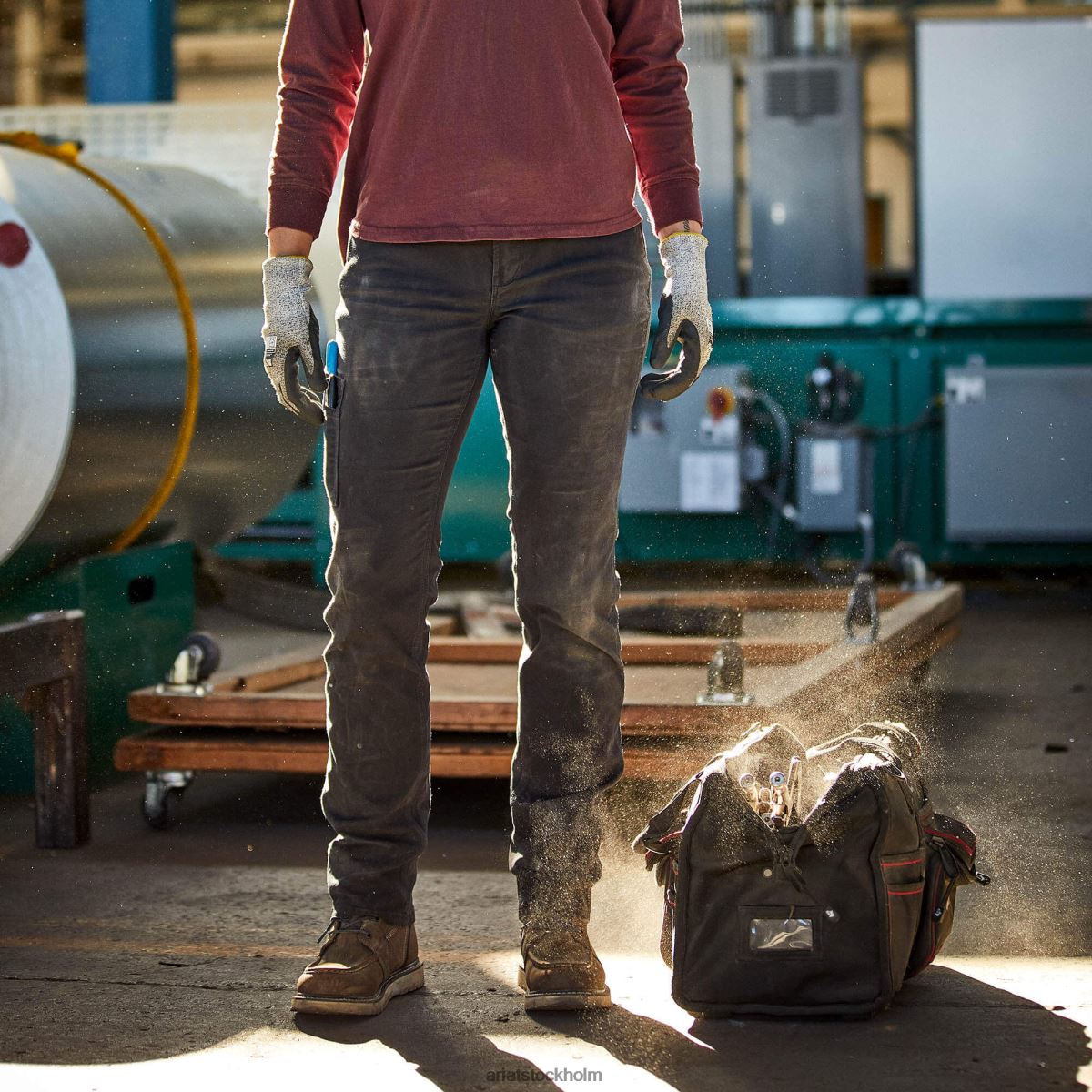 bottnar Ariat armeringsjärn durastretch gjort tuff raka ben byxa svart kvinnor F04842666