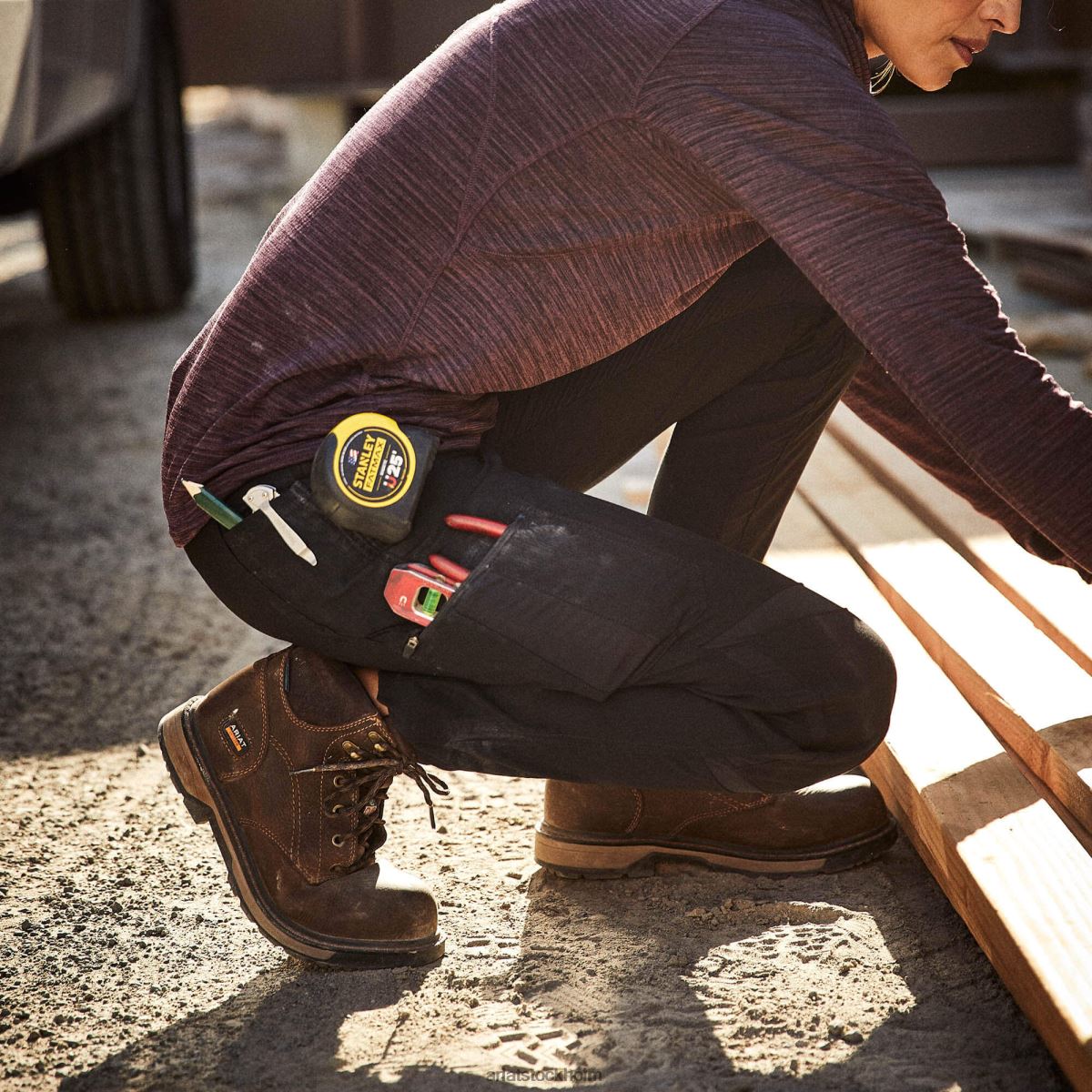 bottnar Ariat armeringsjärn durastretch ripstop cargo byxa med raka ben svart kvinnor F04842706