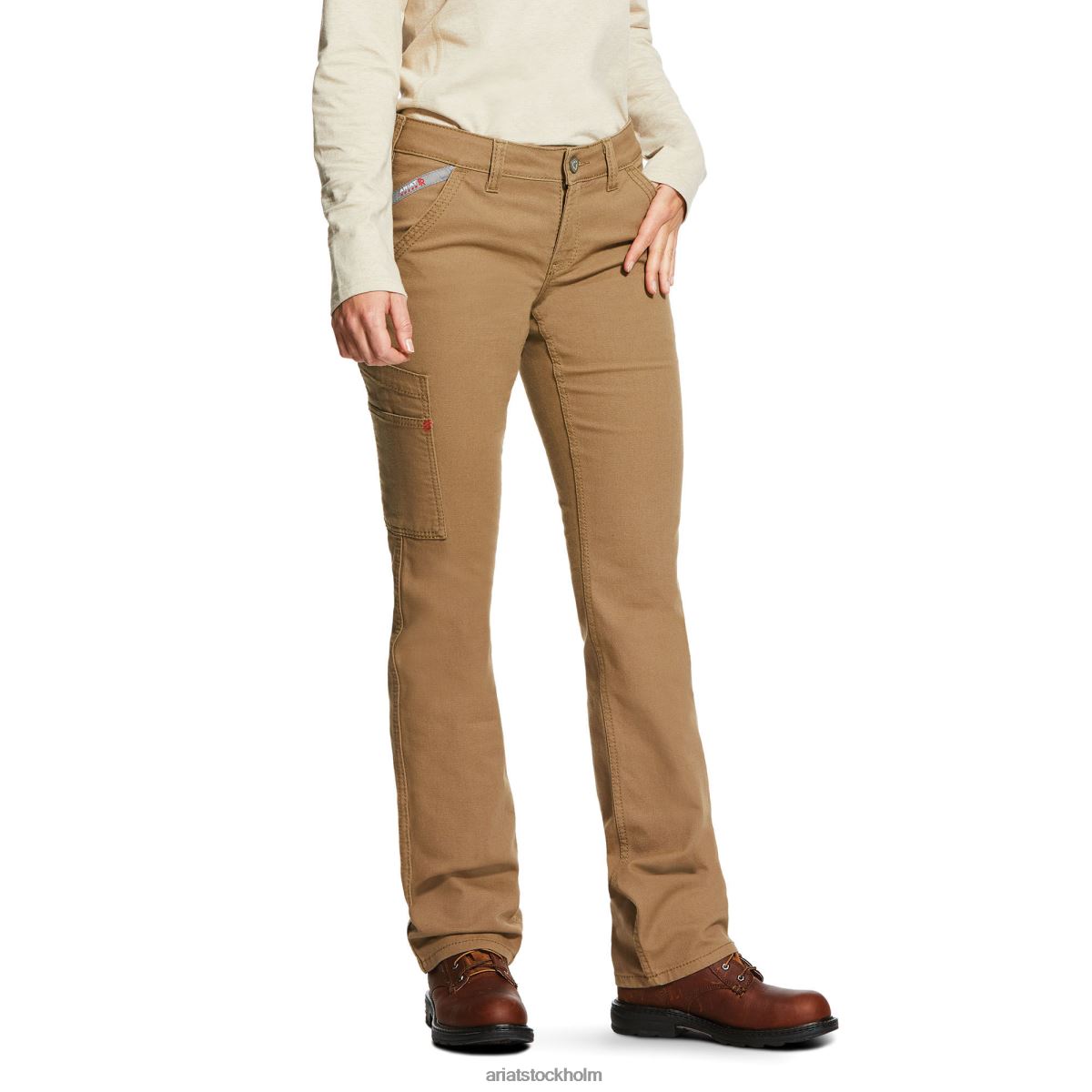 bottnar Ariat fr stretch duralight canvas staplingsbar byxa med raka ben fält khaki kvinnor F04842727