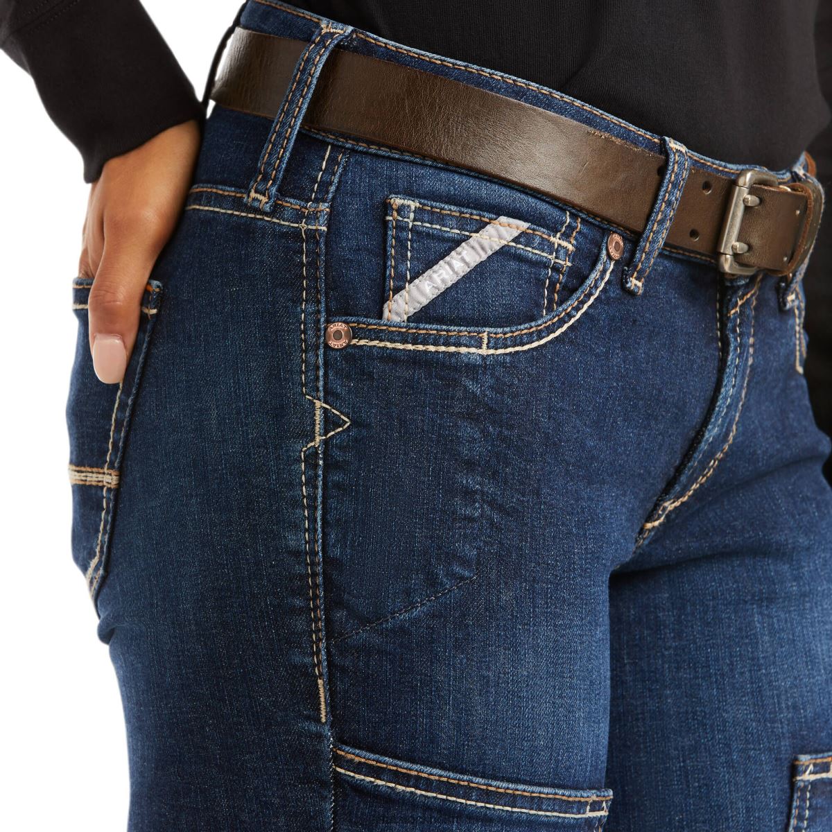 bottnar Ariat armeringsjärn durastretch dubbel front rak jean nitare kvinnor F04842538