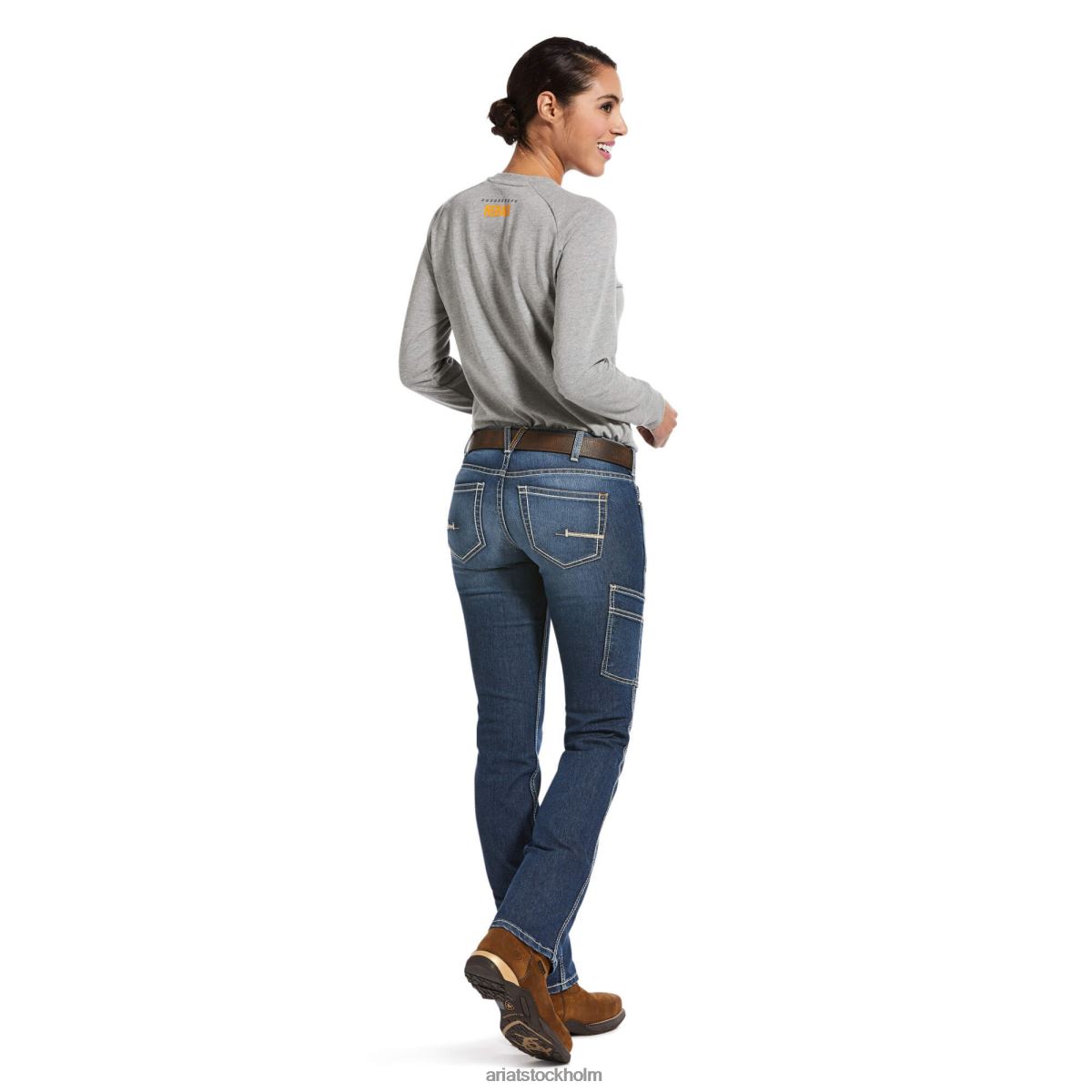bottnar Ariat armeringsjärn durastretch riveter jean med raka ben nattridning kvinnor F04842528