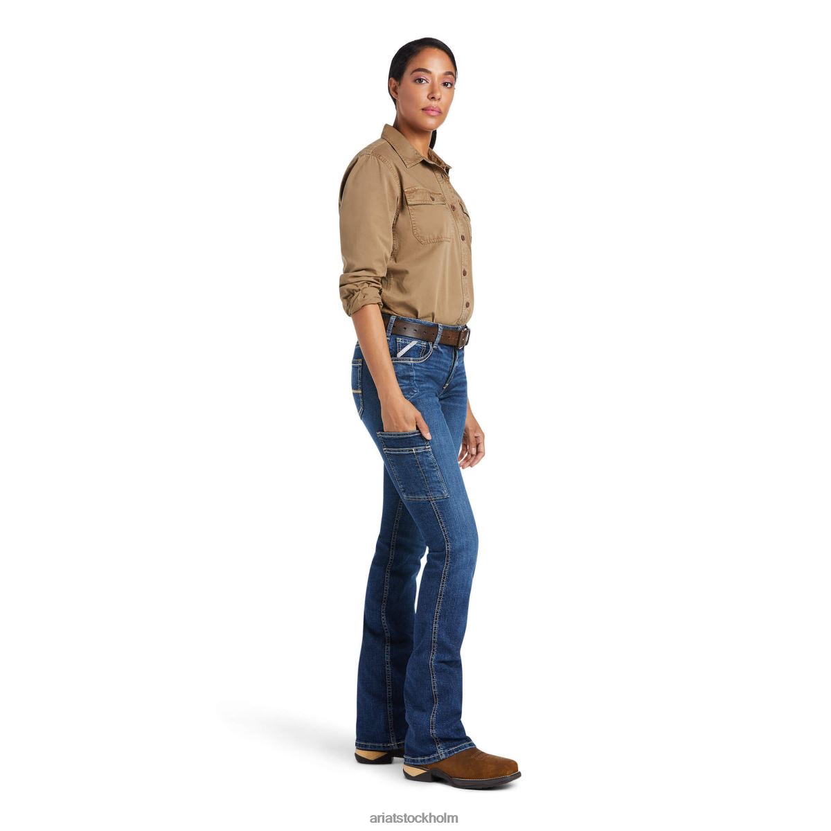 bottnar Ariat armeringsjärn work flex perfect rise riveter boot cut jean pilar kvinnor F04842558