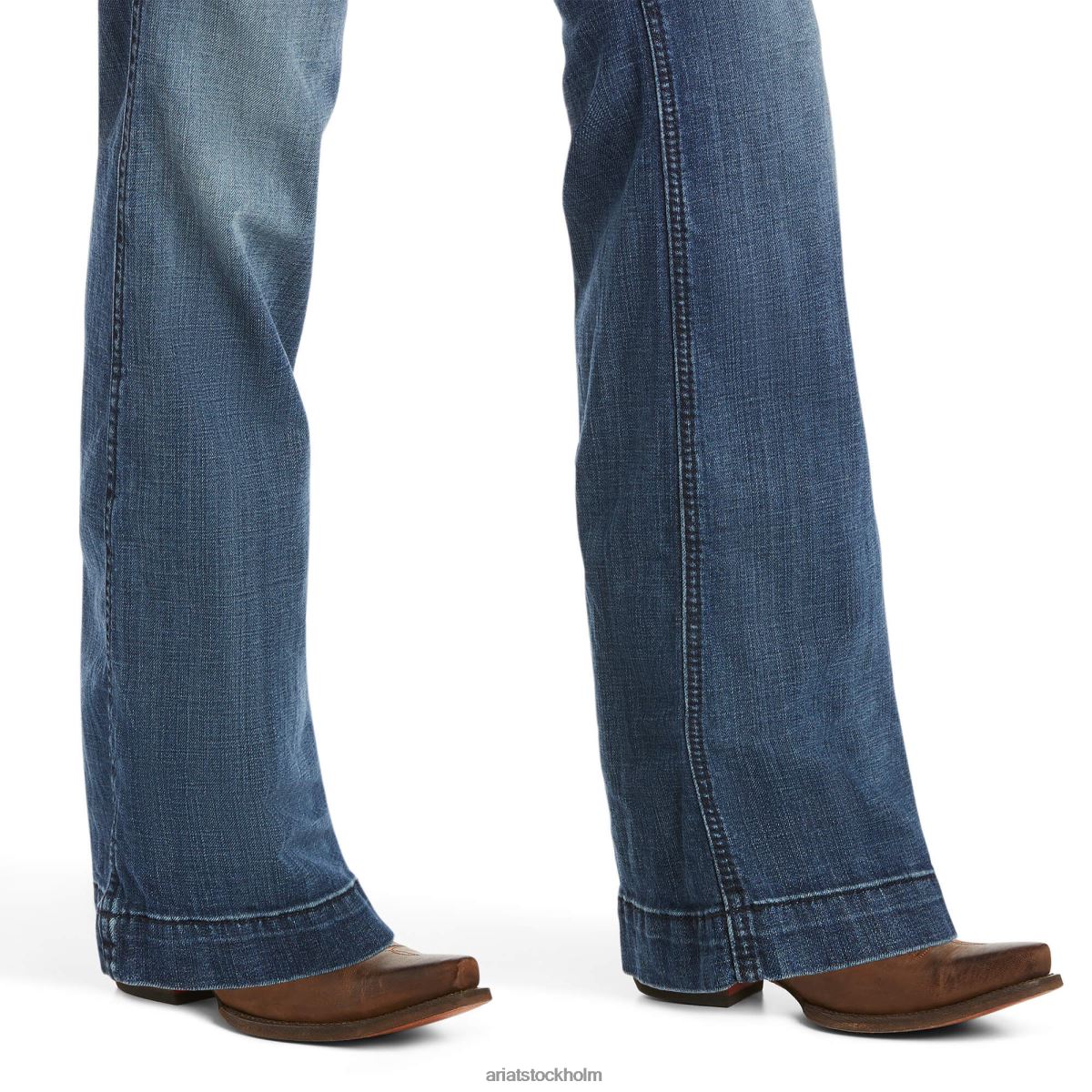 bottnar Ariat byxa mid rise stretch yttersöm ella jeans med vida ben blåklocka kvinnor F04842526