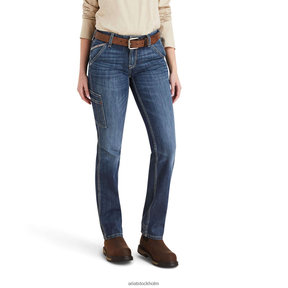 bottnar Ariat fr perfekt rise duralight stretch mobiltelefon raka jeans lazuli kvinnor F04842604