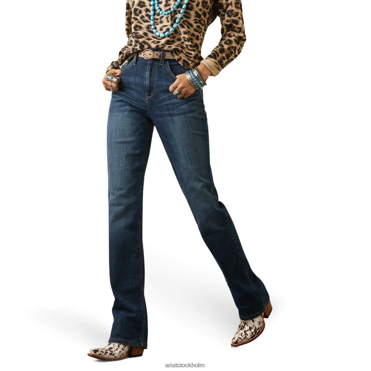 bottnar Ariat höghus ultra avslappnad frankie straight jeans pasadena kvinnor F04842595