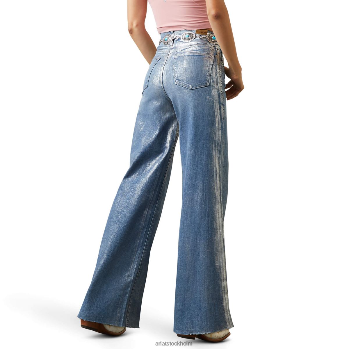 bottnar Ariat jazmin jeans med vida ben metalliskt silver kvinnor F04842609