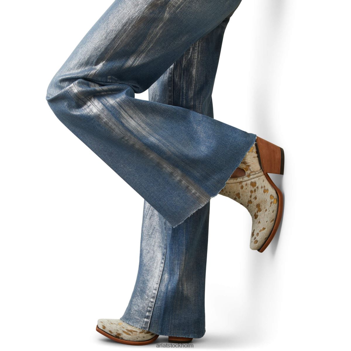 bottnar Ariat jazmin jeans med vida ben metalliskt silver kvinnor F04842609