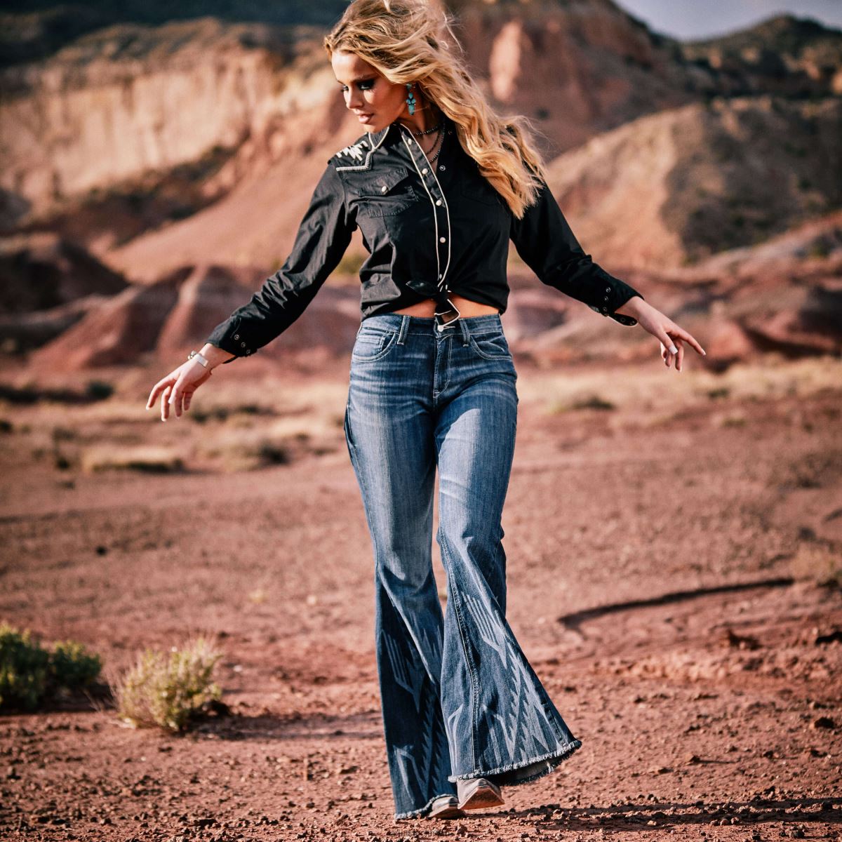 bottnar Ariat jeans med hög höjd extrem flare chimayo kvinnor F04842544