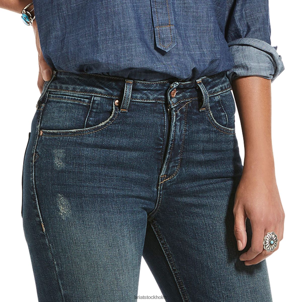bottnar Ariat premium jeans med hög utsvängning blå sjö kvinnor F04842597