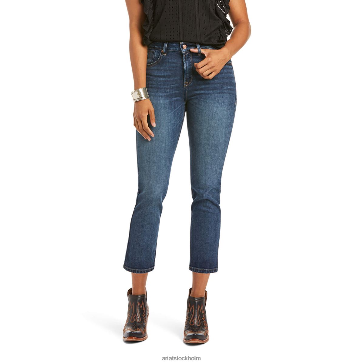 bottnar Ariat premium jeans med raka växter havsblå tvätt kvinnor F04842616